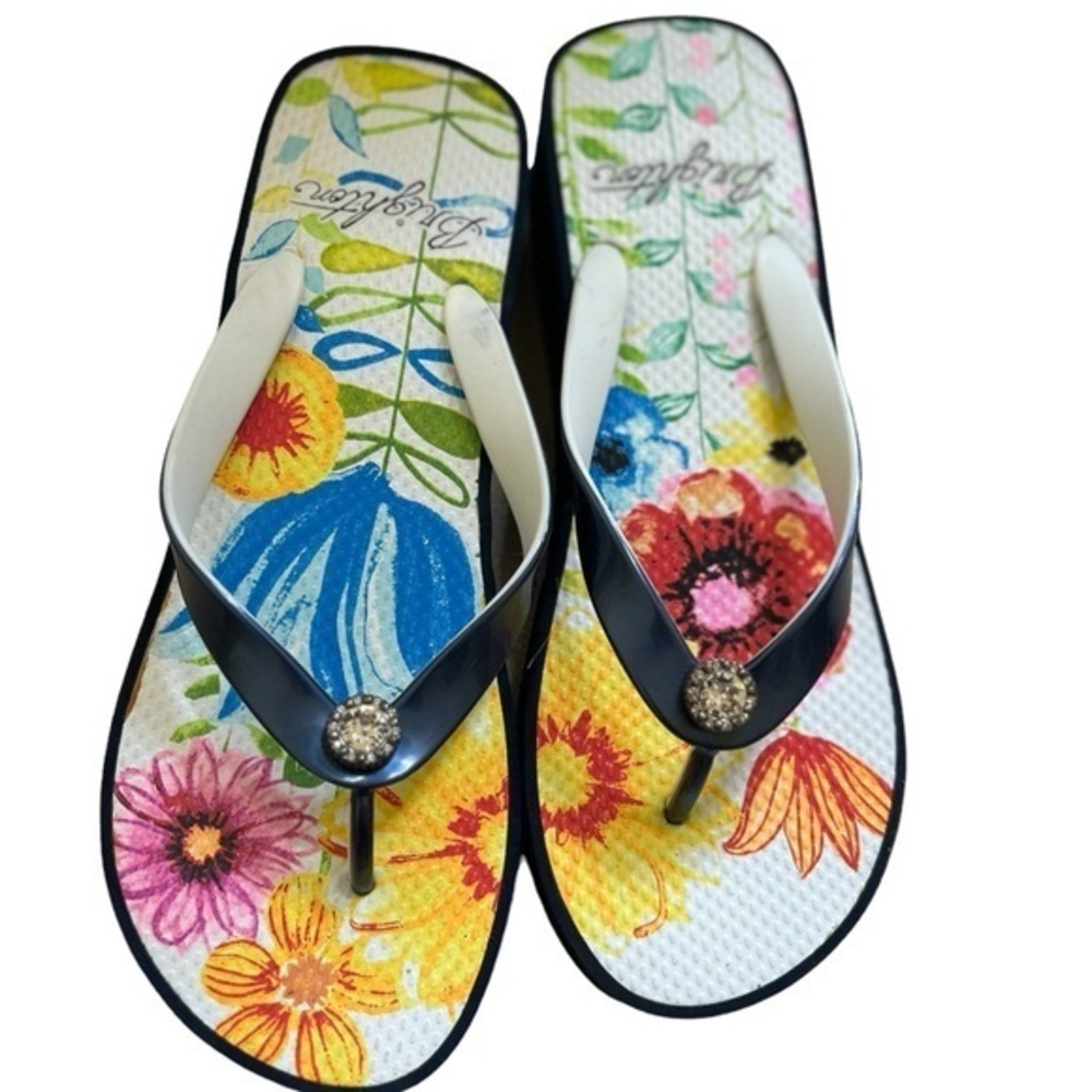 BRIGHTON flip flops with crystal flowers